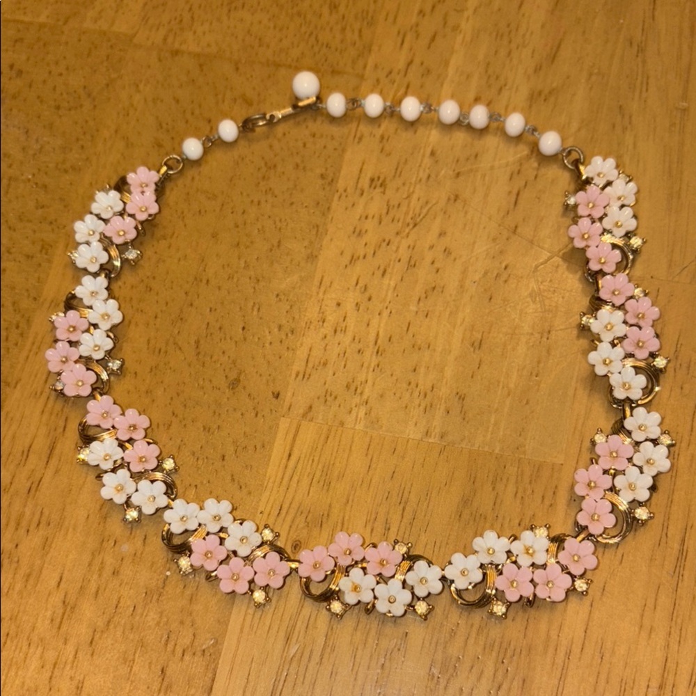 Floral Pink and White Necklace by Coro
